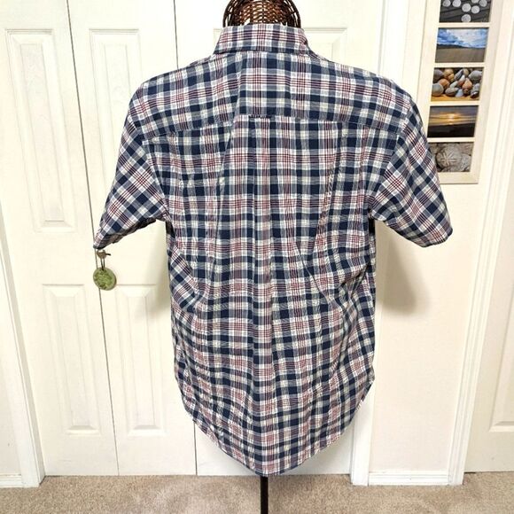 Men's Nautica Plaid Shirt - Short Sleeve Button Down 100% Cotton Shirt - Picture 7 of 11
